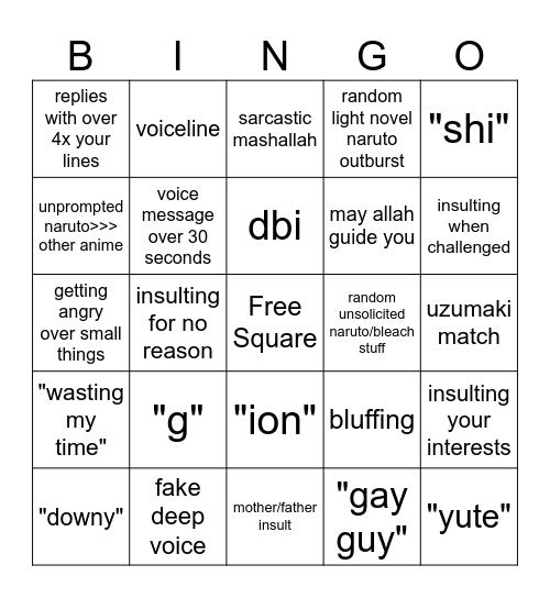 Shahzaib Bingo Card