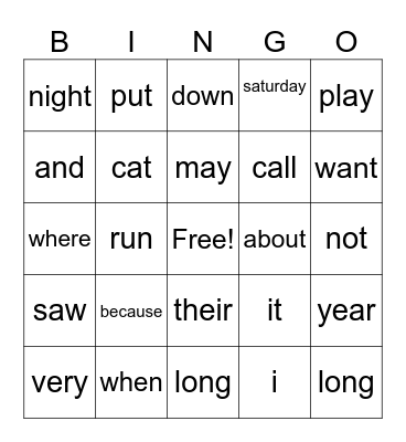 word thier away Bingo Card