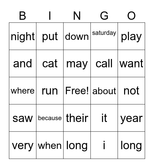 word thier away Bingo Card