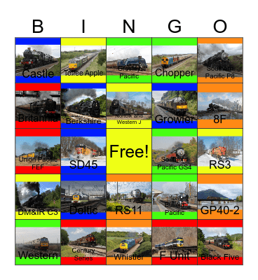 The Evolution of Locomotives Bingo Card