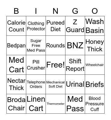 Nursing Team Bingo Card
