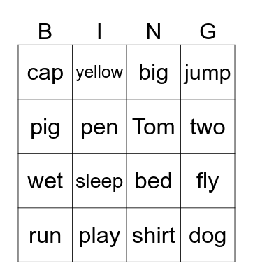 Phonics Fun Bingo Card