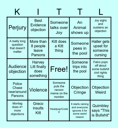 Kitt's Bullshit Lawsuit Bing oCard Bingo Card