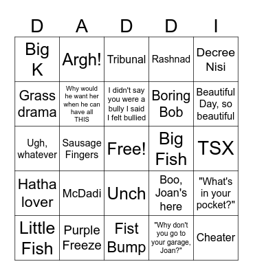 Father's Day Bingo Card