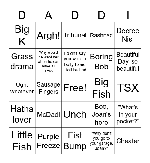 Father's Day Bingo Card