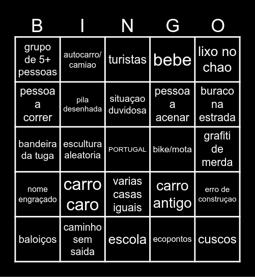 Goggle maps portugal bingo Card