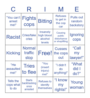Body cam videos Bingo Card
