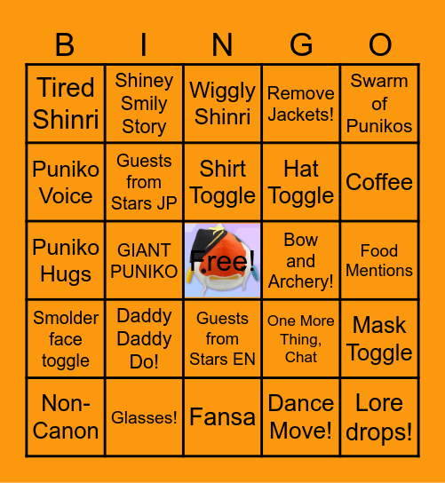 Shinri 3D Debut Bingo! Bingo Card