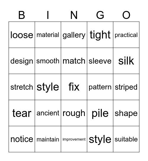 B1 Destination _ Unit 33 Bingo Card
