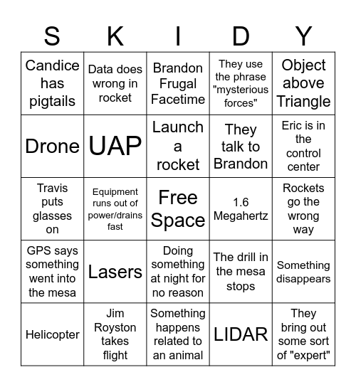 Skiddwonkeyers Ranch Bingo Card