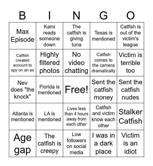 Catfish Bingo For New Episodes Bingo Card