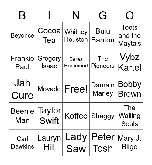 Music Bingo Card