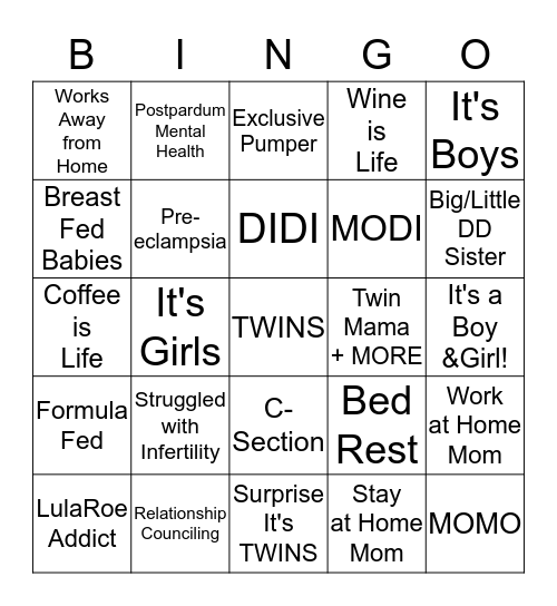 Darling Doubles Meet and Greet Bingo Card