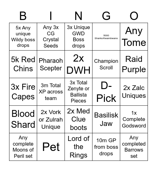 Group Bingo Card