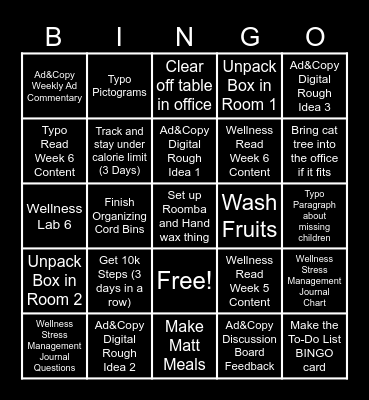 To-Do List Bingo Card