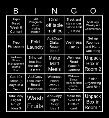 To-Do List Bingo Card