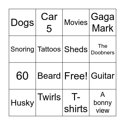 Dad's Bingo Card