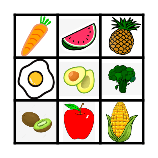 Healthy Eating Bingo Card