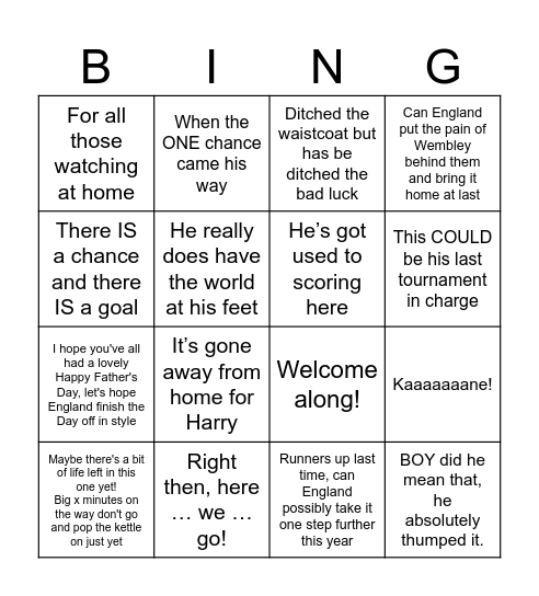 Guy Mowbray Bingo Card