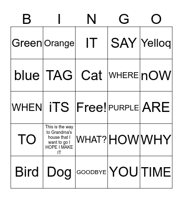 TEST Bingo Card