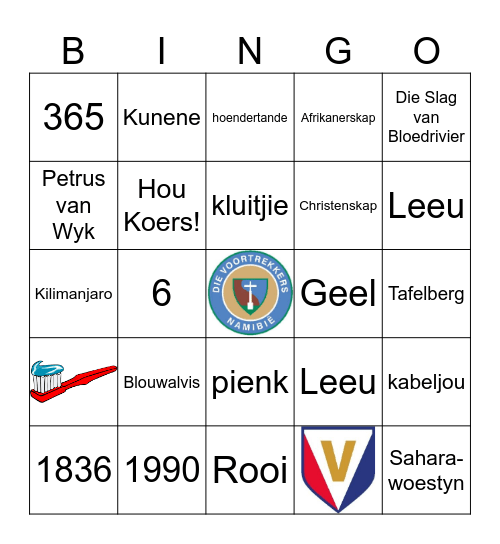 VOORTREKKER BINGO Card