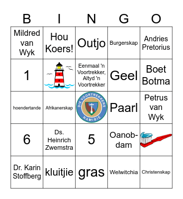 VOORTREKKER BINGO Card