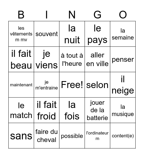 1vwo chapitre 7 grl6 Bingo Card