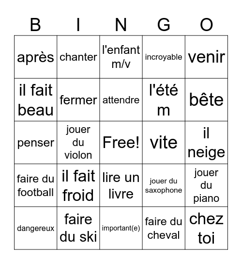 1hv chapitre 7 grl6 Bingo Card