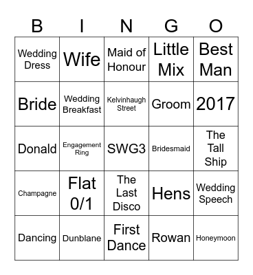 Alice’s Hen Do Bingo Card