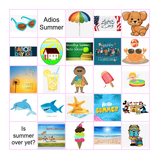 Summer Images Bingo Card