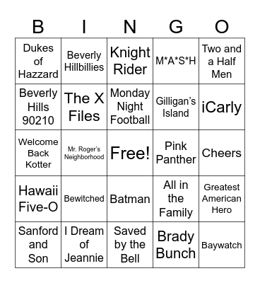 TV Theme Songs Bingo Card