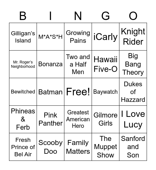 TV Theme Songs Bingo Card