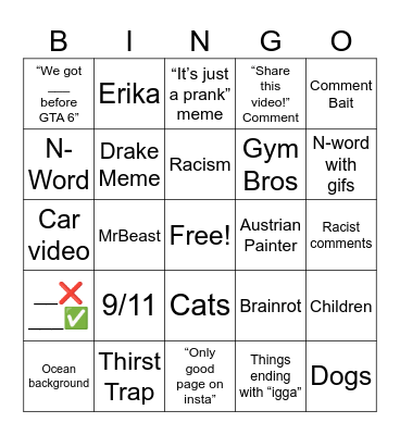 reels bingo Card