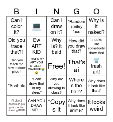 Drawing in school Bingo Card