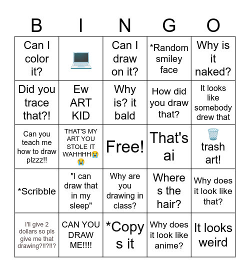 Drawing in school Bingo Card