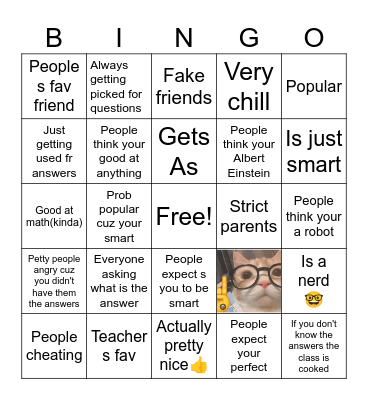 Smart kid Bingo Card