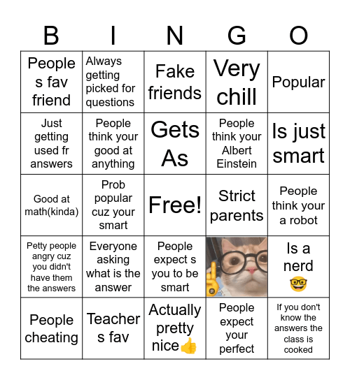 Smart kid Bingo Card