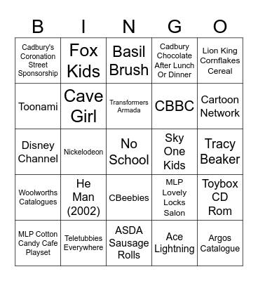 My 22 Year Old Days In 2003 Bingo Card