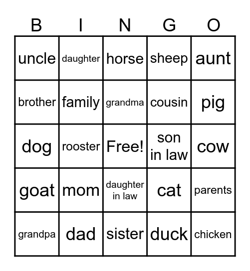 Sign Language Bingo Card