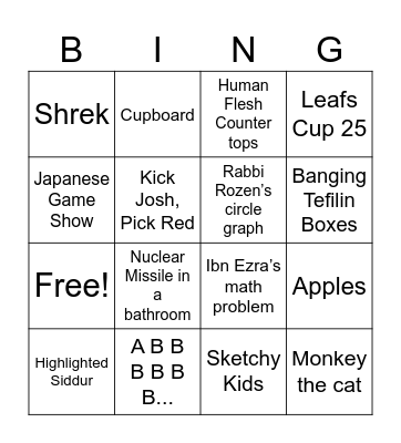 8J5 BINGO Card