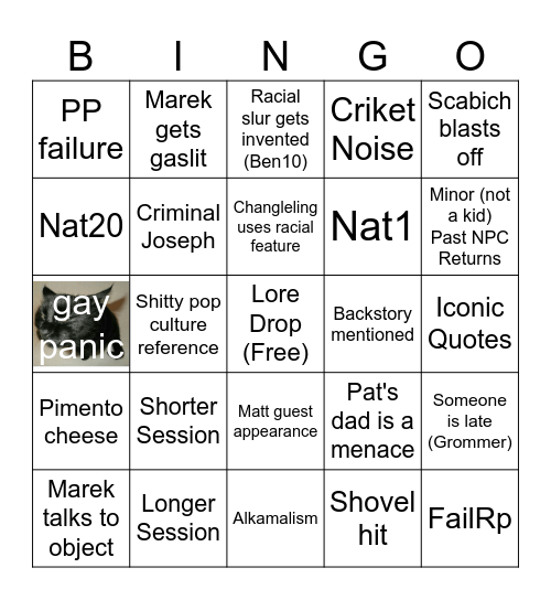 Dent Bingo Card