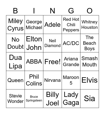 Music Bingo Card