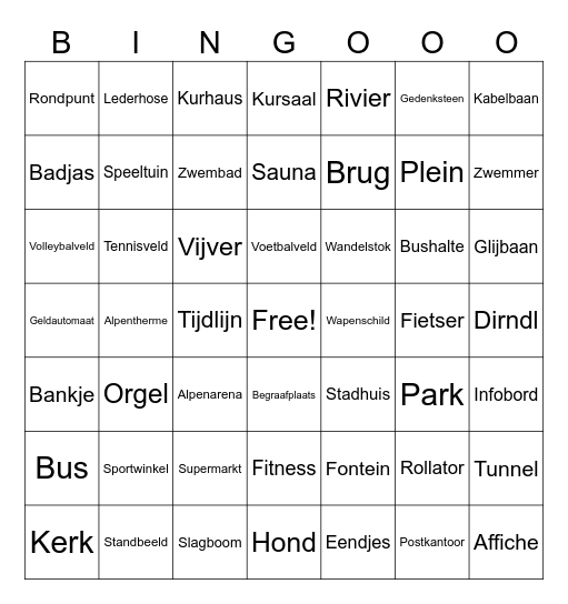 Dorpsverkening Bad Hofgastein Bingo Card