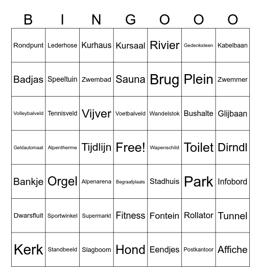 Dorpsverkening Bad Hofgastein Bingo Card