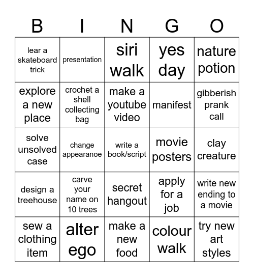 summer ‘24 Bingo Card