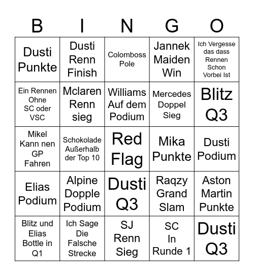 BNRL BINGO Card