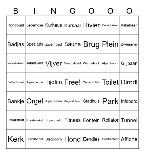 Dorpsverkening Bad Hofgastein Bingo Card