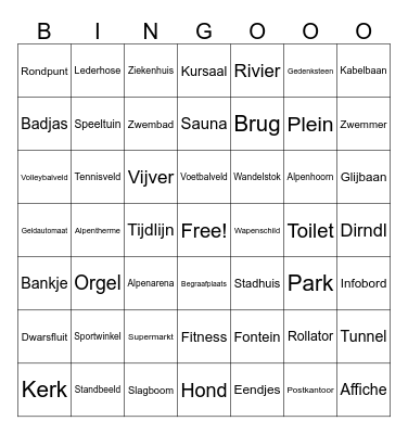 Dorpsverkenning Bad Hofgastein Bingo Card