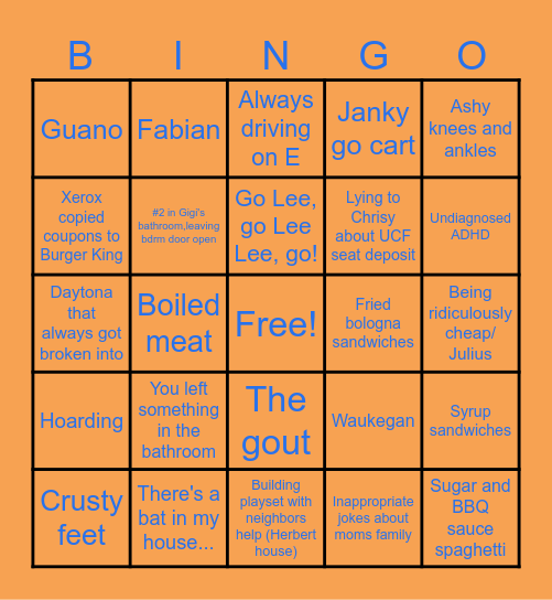 Fathers Day Bingo Card