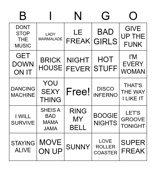 DINAMIC SOUL TRAIN BINGO Card